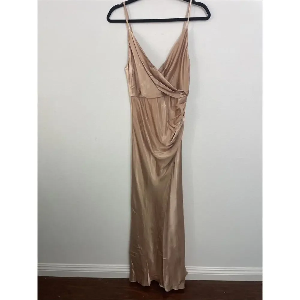 Shona Joy La Lune Cross Draped Maxi satin Dress desert rose SZ 4 NWT $360 msrp - Picture 8 of 8